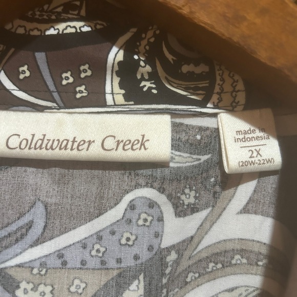 Coldwater Creed Shirt Womens 2X Brown Paisley 3/4 Slv Mature Office Business - Picture 4 of 10